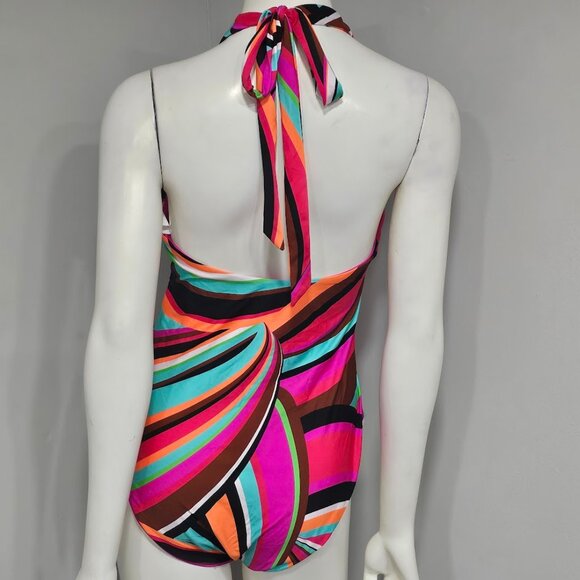 Trina Turk Reversible Plunge Halter One-Piece Swimsuit - Picture 4 of 16